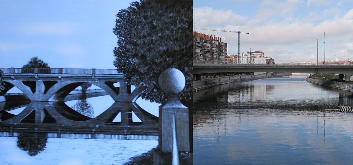 Segundo puente Princesa de Asturias Madrid y actual en Madrid Río