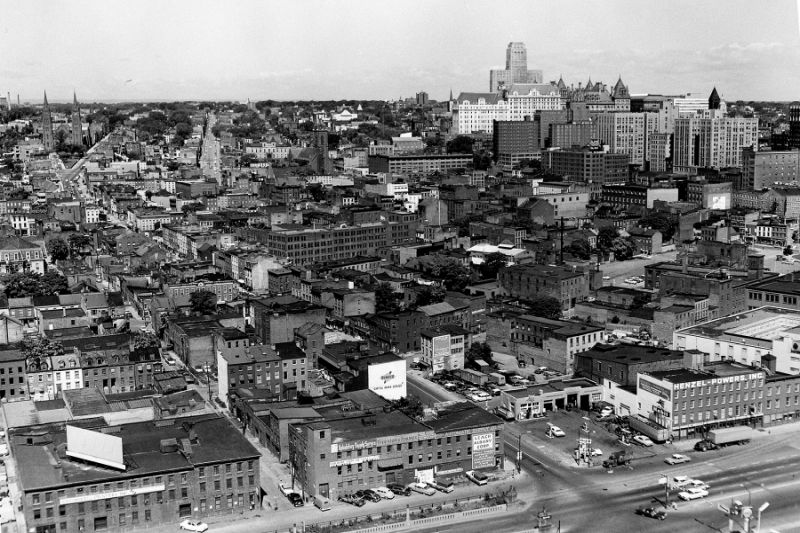 Antiguo The Gut de Albany, que fue demolido para construir la plaza Empire State