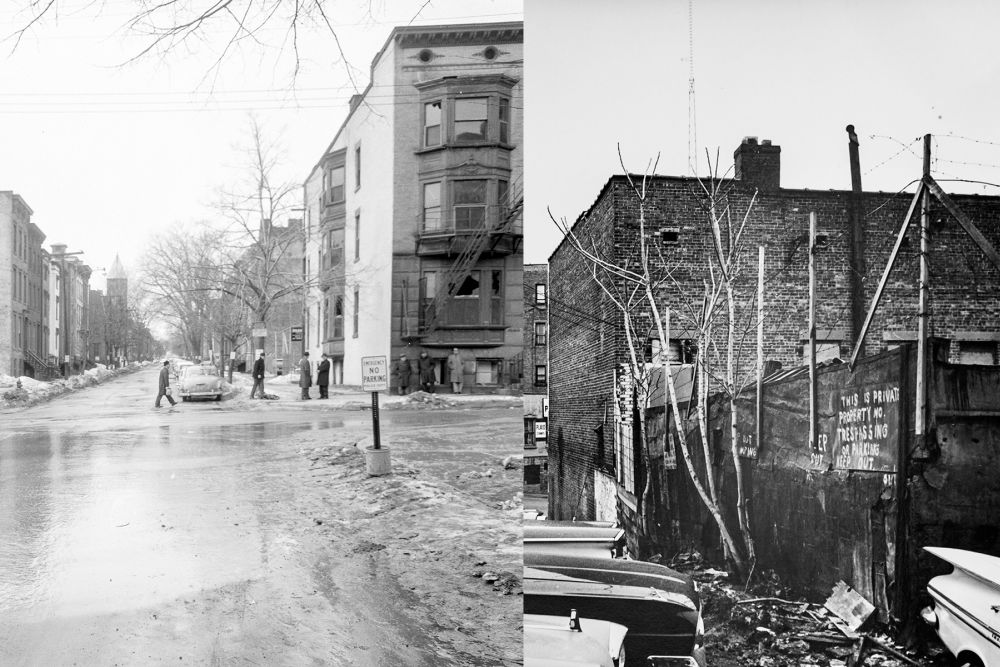 Calles en The Gut de Albany antes de la plaza Empire State