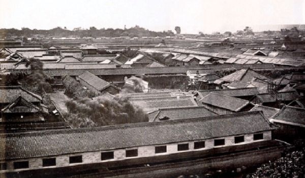 Panorámica con la arquitectura de Tokio en 1864