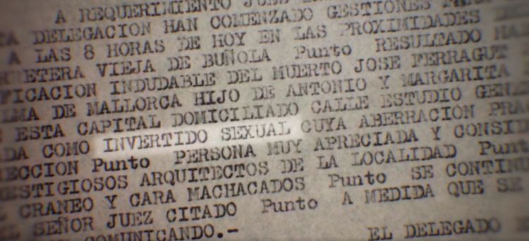 Informe del asesinato de Josep Ferragut Pou, donde se le describía como invertido sexual