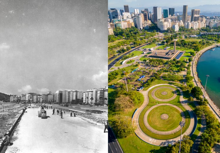 Parque do Flamingo de Río de Janeiro durante las obras en los 60 versus en 2012